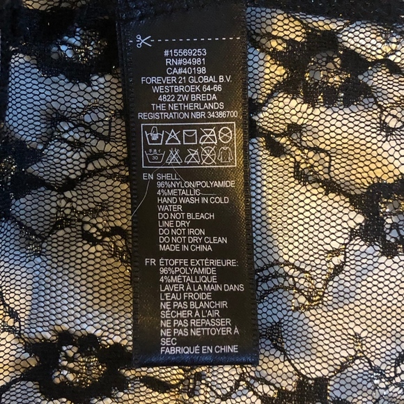 Forever 21 Black & Gold Floral Lace Shirt (Large) - Picture 6 of 6